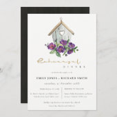 ホワイト素朴フローラバードハウスリハーサルディナー 招待状 (正面/裏面)