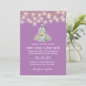 ホワイト素朴フローラランタンパステルパープル結婚ズ 招待状 (スタンド正面)