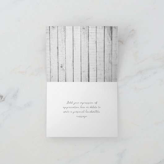 ホワイト素朴モノグラ結婚ムの感謝 サンキューカード (内部)
