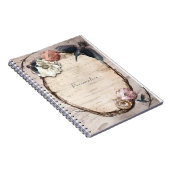 ホワイト素朴樺の木フローラ&ハミングバードエレガント ノートブック (右側)