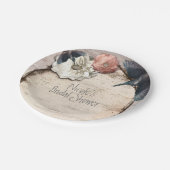 ホワイト素朴樺の木フローラ&ハミングバードエレガント ペーパープレート (アングル)