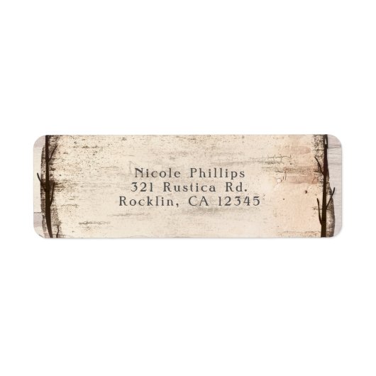 ホワイト素朴樺の木フローラ&ハミングバード招待状 ラベル (正面)