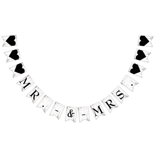 ホワイト素朴・ウッド・カントリー・バ結婚ン バンティングフラッグ (全)