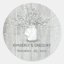 ホワイト素朴・ウッド・メイソン・ジャー・バ結婚イブズ