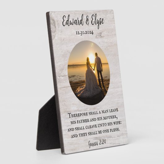 ホワイト素朴・ウ結婚ッドの記念カスタム写真 フォトプラーク (側面)