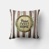 ホワイト素朴&ブラウンウッドボタニカルリースバーン クッション (裏面)