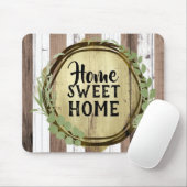 ホワイト素朴&ブラウンウッドボタニカルリースバーン マウスパッド (マウス)