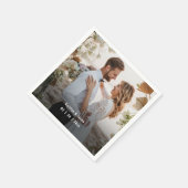 ホワイト結婚のカスタム写真 スタンダードカクテルナプキン (角)