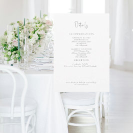 ホワイト結婚のグレー文字詳細エンクロージャ 招待状