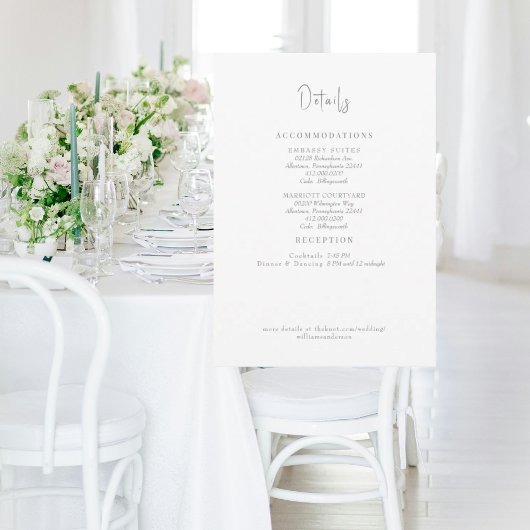 ホワイト結婚のグレー文字詳細エンクロージャ 招待状