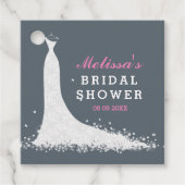 ホワイト結婚のドレスブライダルシャワーテンプレート フェイバータグ (正面)