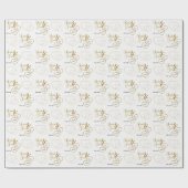 ホワイト結婚のハート、紙吹雪、金ゴールドレタリング ラッピングペーパー (フラット)