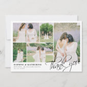 ホワイト結婚のフォトコラージュのスクリプト サンキューカード (正面)
