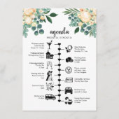 ホワイト結婚の週末のスケジュール、ゲストの議題 アドバイスカード (正面)