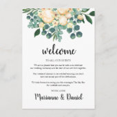 ホワイト結婚の週末のスケジュール、ゲストの議題 アドバイスカード (裏面)