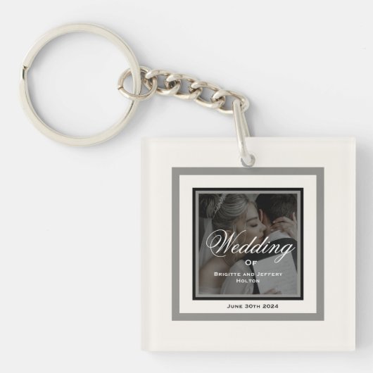 ホワイト結婚キーチェーン キーホルダー (正面)