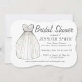 ホワイト結婚ズガウンドレスブライダルシャワーパーティー花嫁 招待状 (正面)