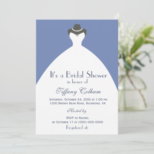 ホワイト結婚ズガウンブライダルシャワー 招待状 (スタンド正面)