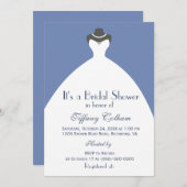 ホワイト結婚ズガウンブライダルシャワー 招待状 (正面/裏面)