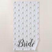 ホワイト結婚ズドレスガウンブライダルシャワー花嫁ギフト ビーチタオル (正面)