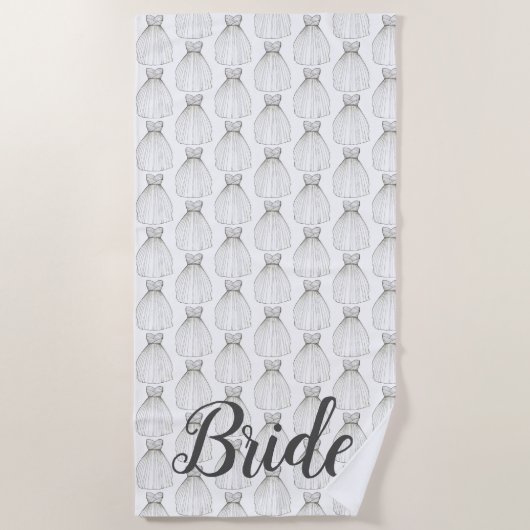 ホワイト結婚ズドレスガウンブライダルシャワー花嫁ギフト ビーチタオル (正面)