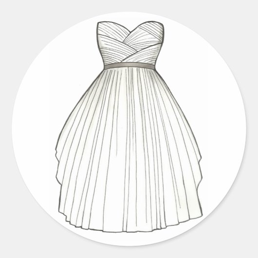 ホワイト結婚ズドレスブライドブライダルガウンスティッカー ラウンドシール (正面)