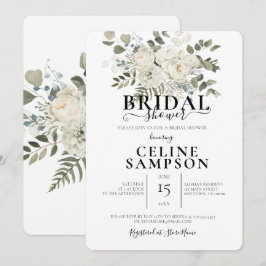 ホワイト結婚ズブーケイラストレーションブライダルシャワー 招待状