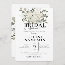 ホワイト結婚ズブーケイラストレーションブライダルシャワー 招待状