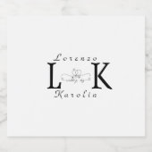 ホワイト結婚ズモノグラムシンプルミニマエレガントリスト スパークリングワインラベル (シングルラベル)