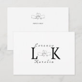 ホワイト結婚ズモノグラムシンプルミニマエレガントリスト ノートカード (正面/裏面)