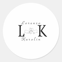 ホワイト結婚ズモノグラムシンプルミニマエレガントリスト ラウンドシール