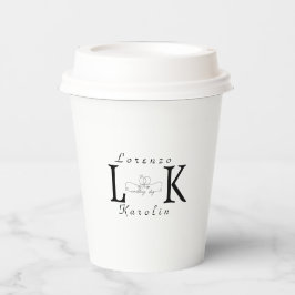 ホワイト結婚ズモノグラムシンプルミニマエレガントリスト 紙コップ