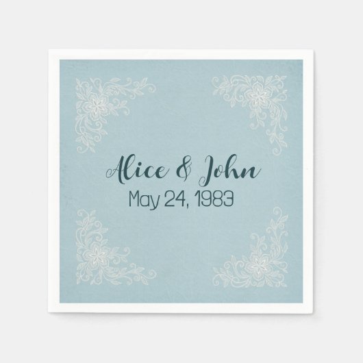 ホワイト結婚ズレースコーナー スタンダードカクテルナプキン (正面)