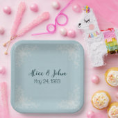 ホワイト結婚ズレースコーナー ペーパープレート (パーティー)