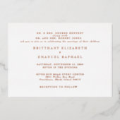 ホワイト結婚ズワンヴェニューバラゴールドフォイル 箔招待状 (正面)