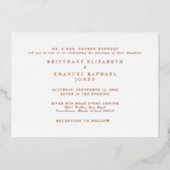 ホワイト結婚ズワンヴェニューバラゴールドフォイルII 箔招待状 (正面)