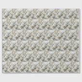 ホワイト結婚バラデザイン ラッピングペーパー (フラット)