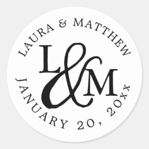 ホワイト結婚モノグラム ラウンドシール