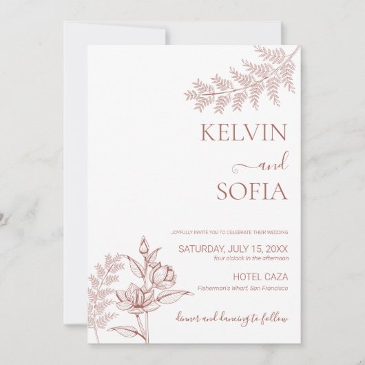 ホワイト結婚式招待状結婚式招待状 招待状 (正面)