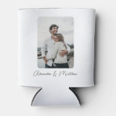 ホワイト結婚・ブラックの書パーソナライズされた跡 缶クーラー (正面)