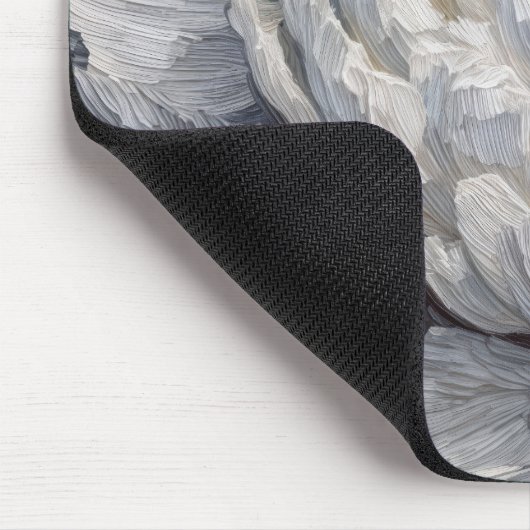 ホワイト絵を描牡丹 マウスパッド (コーナー)