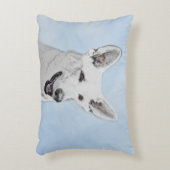 ホワイト絵画シェパード – かわいいオリジナルドッグアート アクセントクッション (正面(垂直))