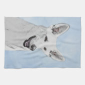 ホワイト絵画シェパード – かわいいオリジナルドッグアート キッチンタオル (横)