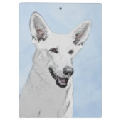 ホワイト絵画シェパード – かわいいオリジナルドッグアート クリップボード (裏面)