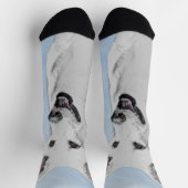 ホワイト絵画シェパード – かわいいオリジナルドッグアート ソックス (上部)