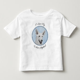 ホワイト絵画シェパード – かわいいオリジナルドッグアート トドラーTシャツ