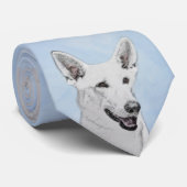 ホワイト絵画シェパード – かわいいオリジナルドッグアート ネクタイ (ロール)