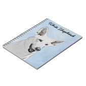 ホワイト絵画シェパード – かわいいオリジナルドッグアート ノートブック (左側)