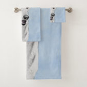 ホワイト絵画シェパード – かわいいオリジナルドッグアート バスタオルセット (インサイチュ)
