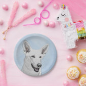 ホワイト絵画シェパード – かわいいオリジナルドッグアート ペーパープレート (パーティー)